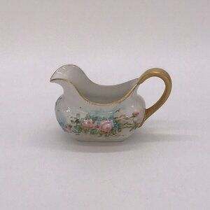 Gold Trimmed Victorian Floral Mini Creamer, 4 oz